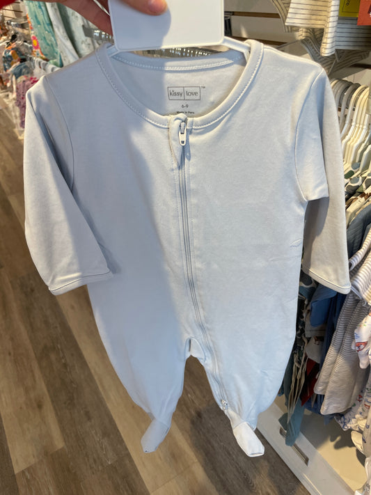 LIGHT BLUE FOOTIE W/ ZIP