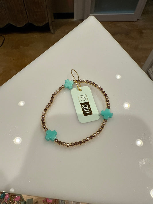 egirl signature Cross Gold Pattern 3mm bead bracelet