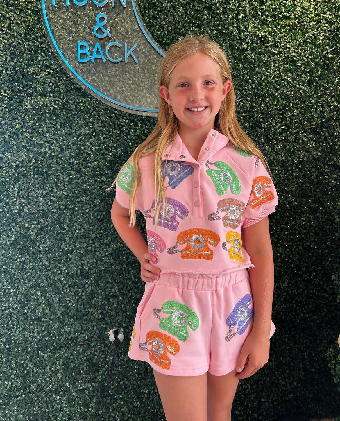 KIDS PINK MULTI PHONE SHORT