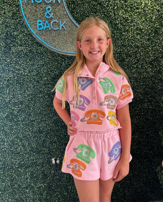 KIDS PINK MULTI PHONE SHORT