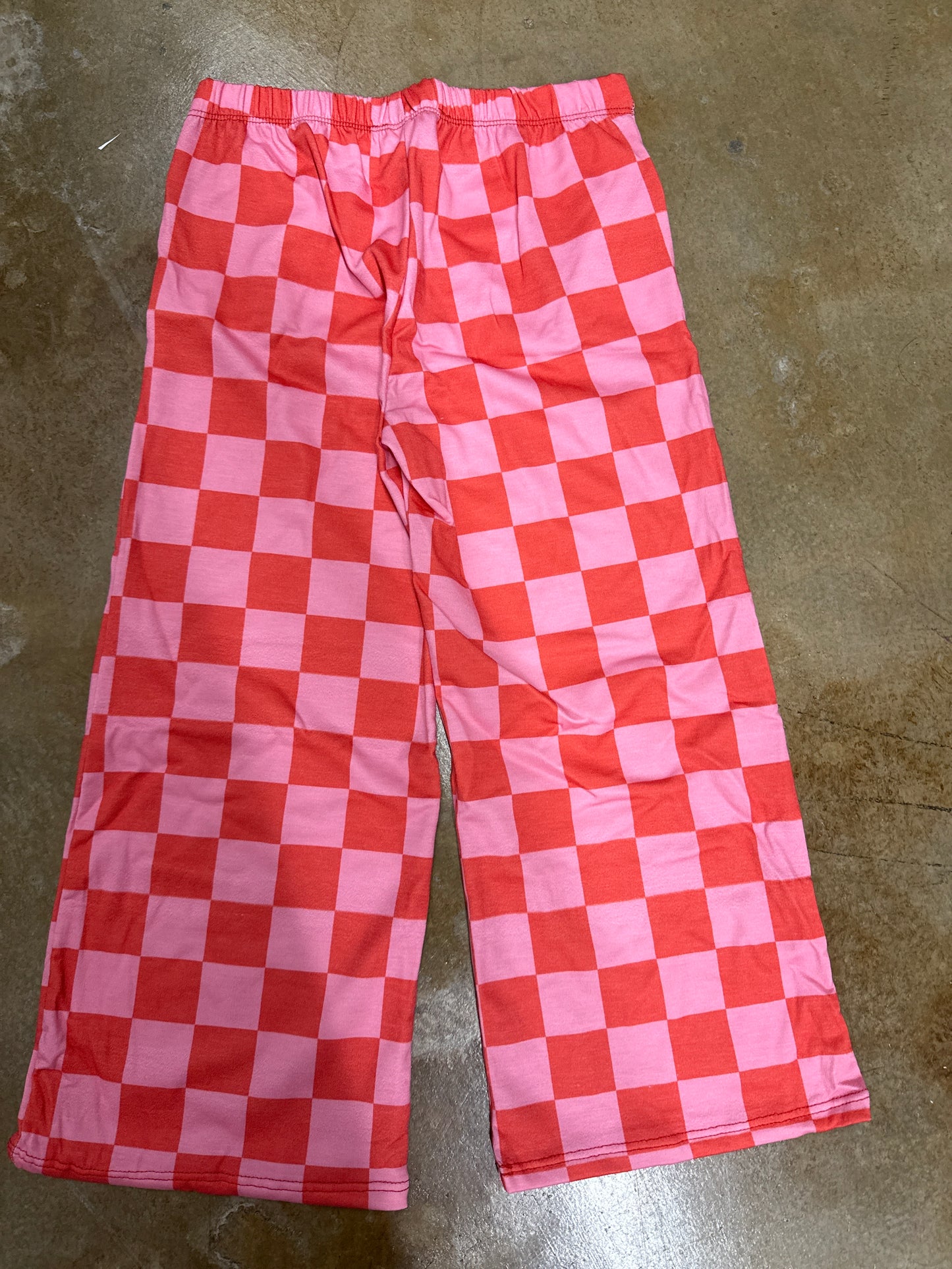 Kids High Waist Checkered Knit Pants