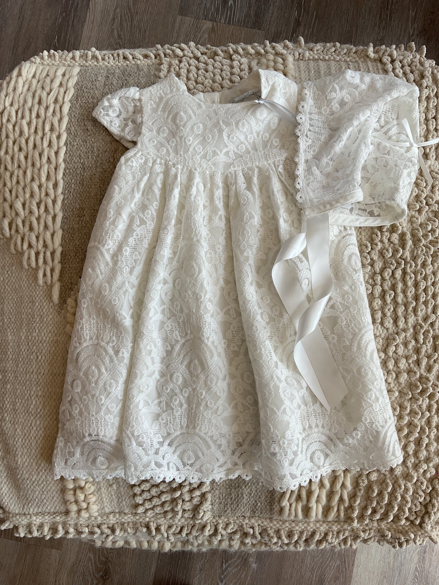 Baby Girl Special Occasion Lace Dress + Bonnet