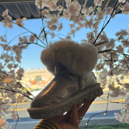 FUR TRIM GLITTER BOOTS