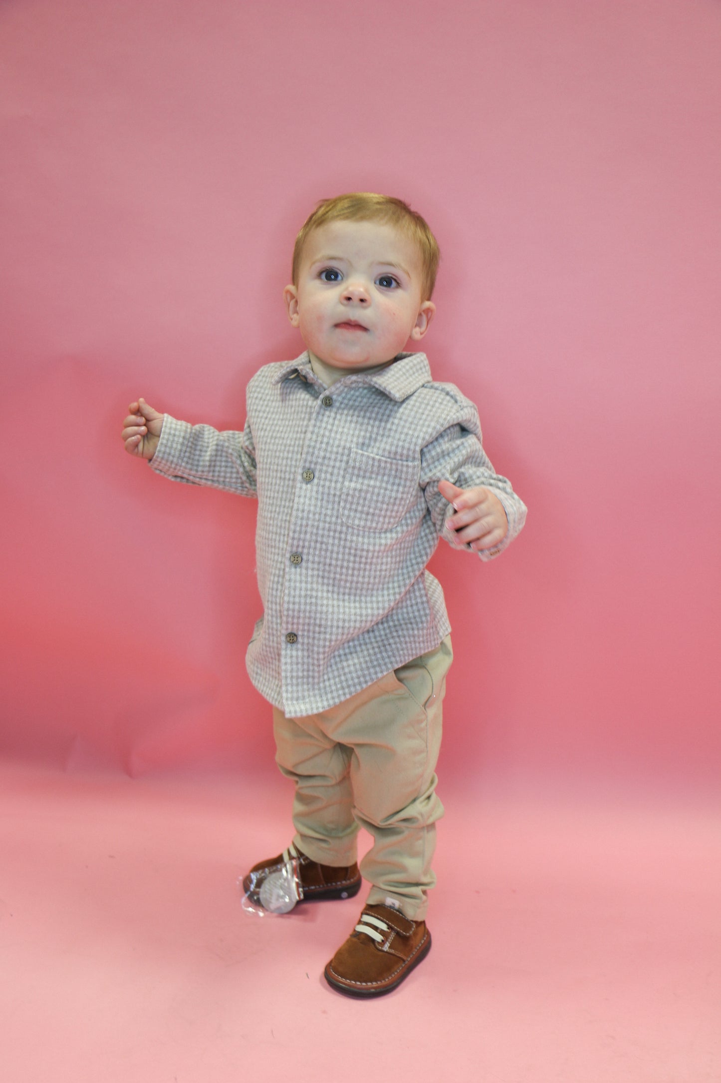 Neutral Gingham Overshirt