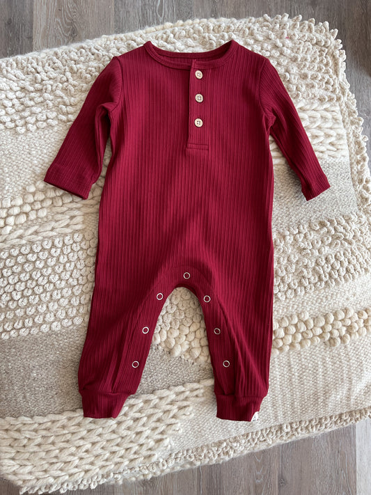 BURGUNDY RIB ROMPER