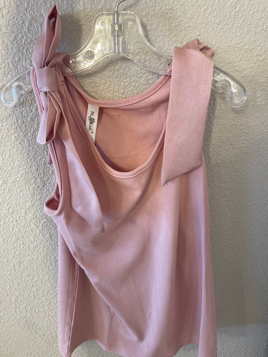 BLUSH BOWTIE SHOULDER TANK