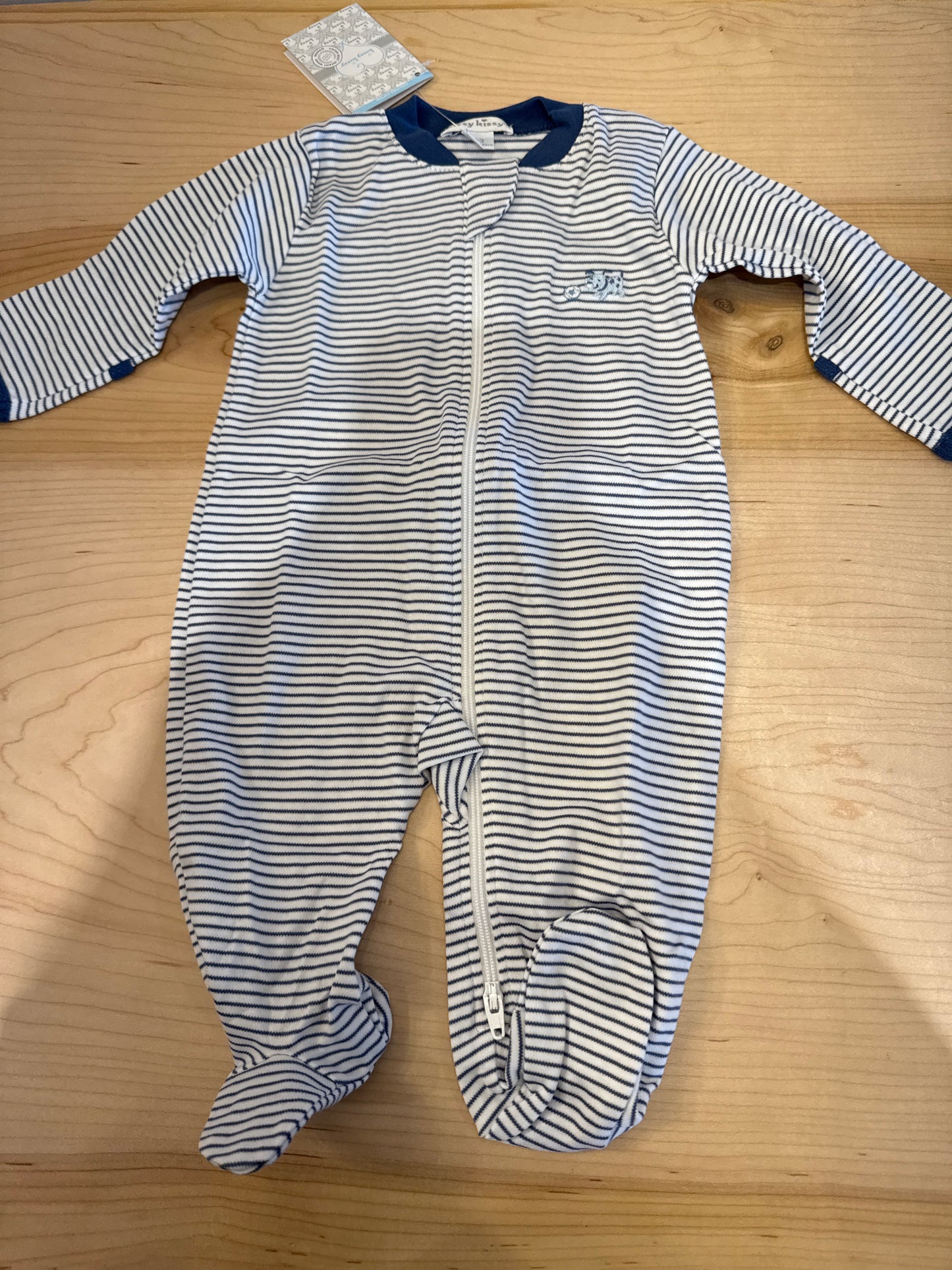 Navy Stripped Puppy Footie