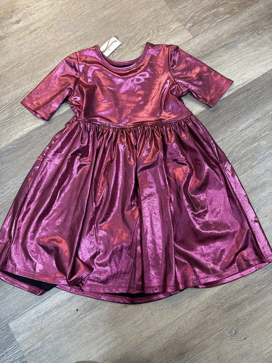 Girls Lame Steph Dress - Pink