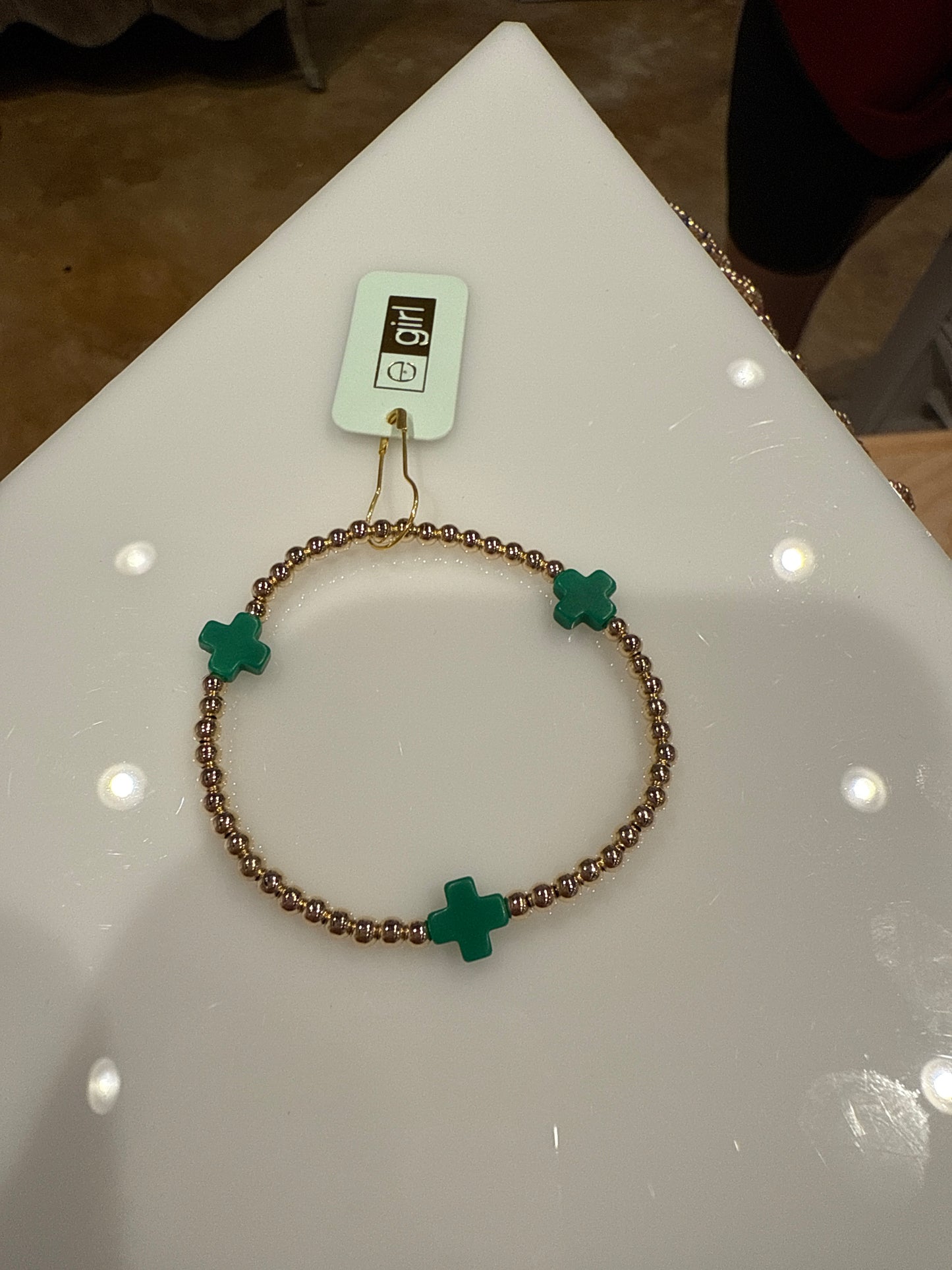 egirl signature Cross Gold Pattern 3mm bead bracelet