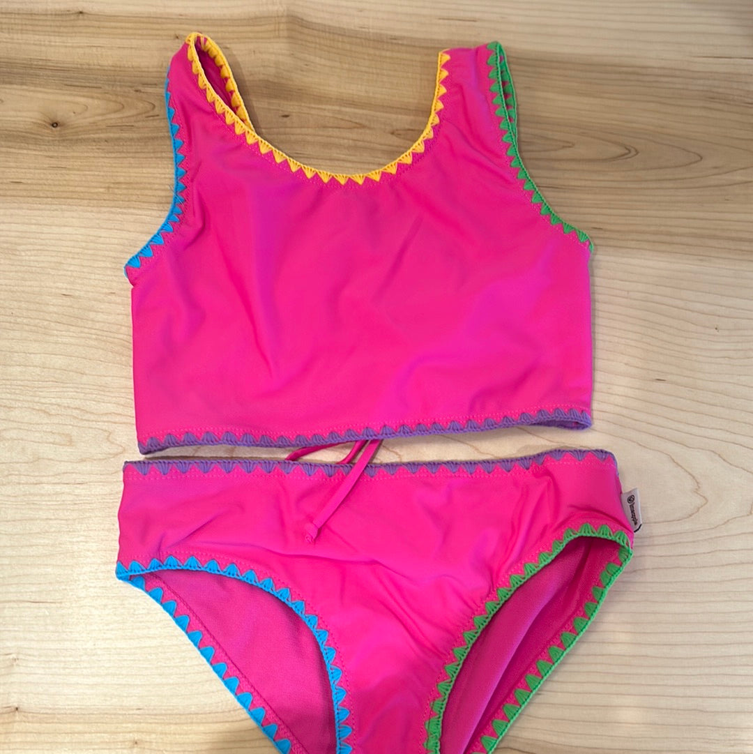 Fuchsia Textured Two Piece Swim Set