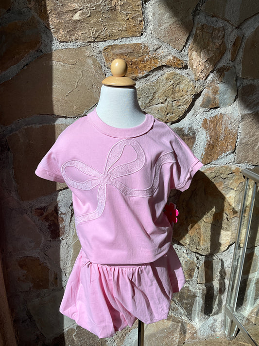 Floral Lace Applique Bow W/ Crossed Back
