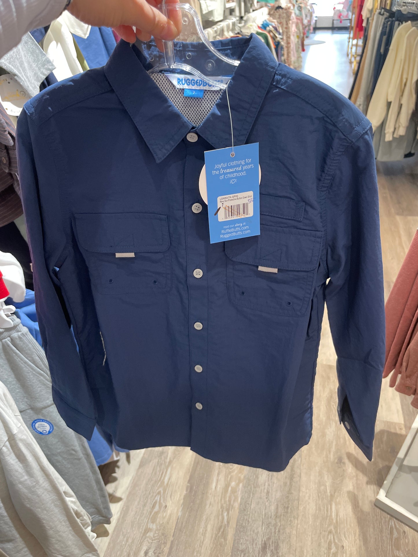 NAVY SUN PROTECTIVE BTTN DOWN SHIRT