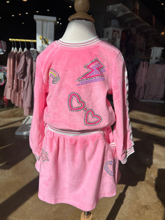 Velour Top W Rhinestone Detail