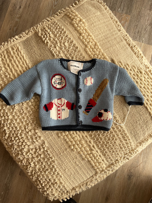KNIT LITTLE SLUGGERBUTTON SWEATER