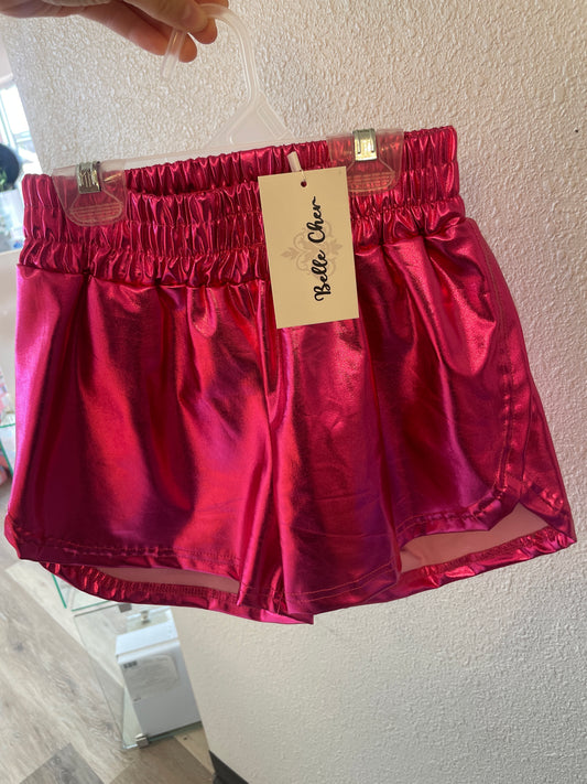 HOT PINK METALLIC SHORTS