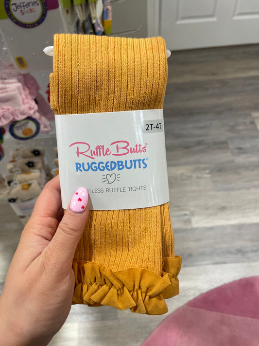 HONEY RIB KNIT GOOTLESS RUFFLED TIGHTS