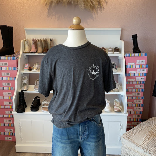 Megalodon Shark Tooth Short Sleeve Tee Dark Grey