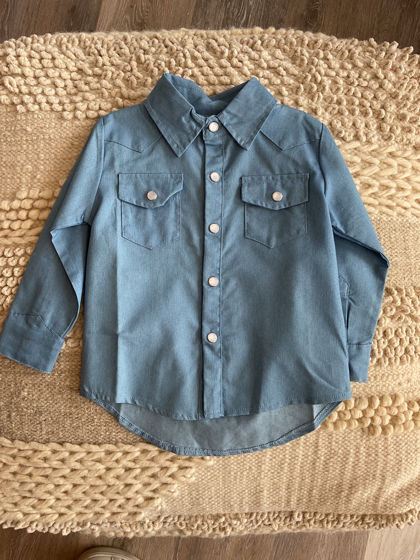 Light Denim Long Sleeve Pearl Snap