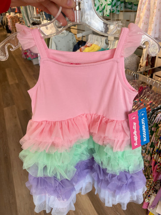 Pink Multicolor Layered Tulle Dress