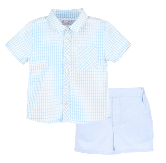 CHAMBRAY BOY SHORT SET