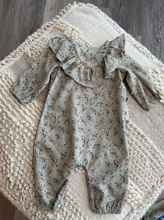 Berry and Olive Wreath Rayon Romper