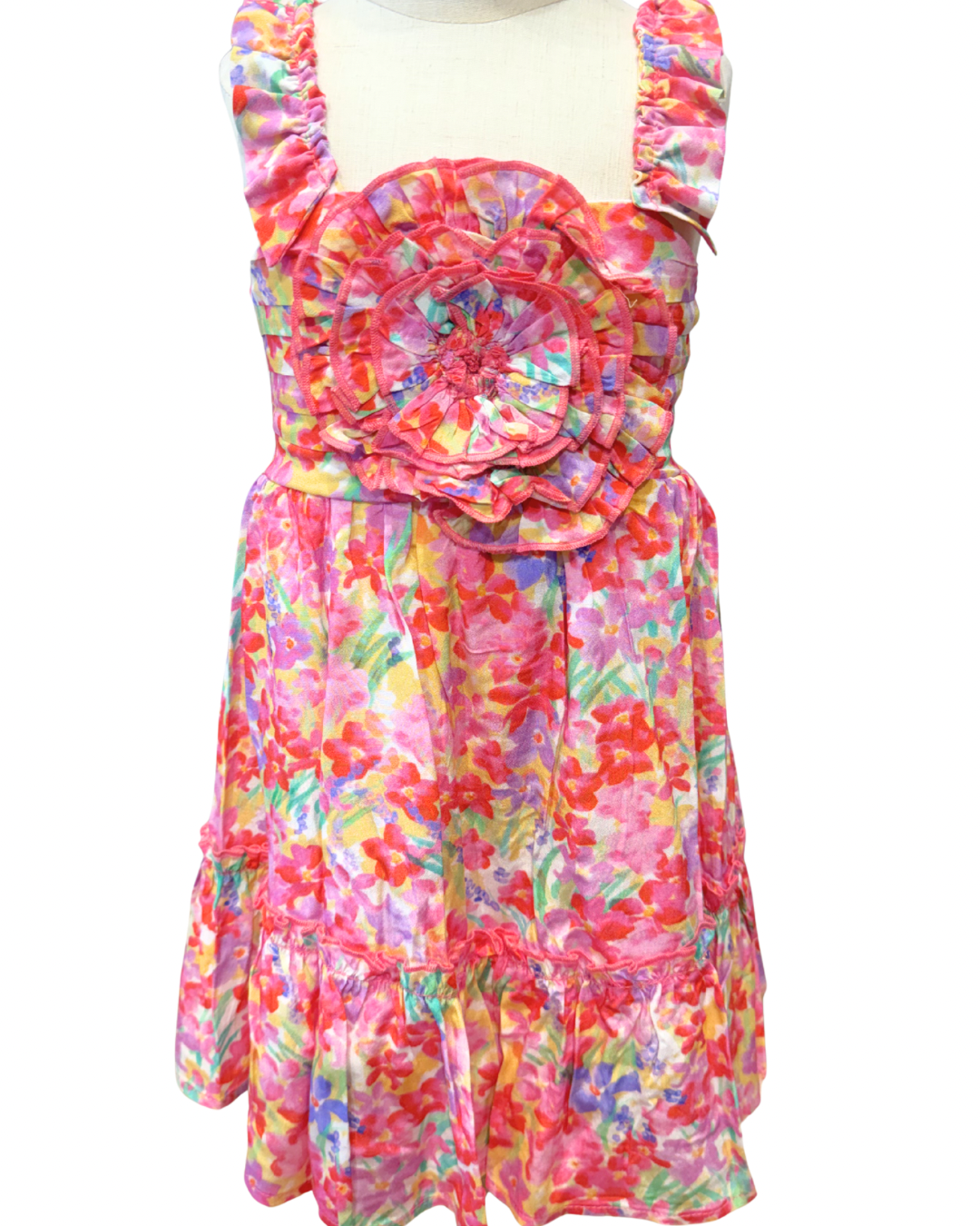 Floral Print Dress W/ Rosette