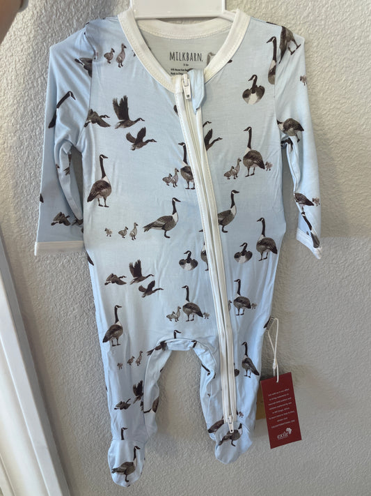 Lux Footed Romper Goose