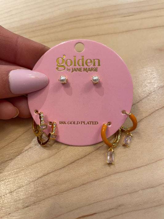 18K gold plated Set of 3 Earrings