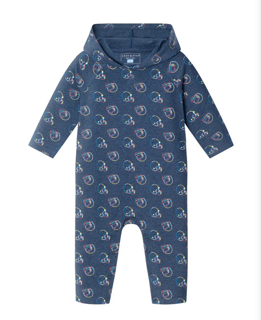 Navy Football Hooded Romper