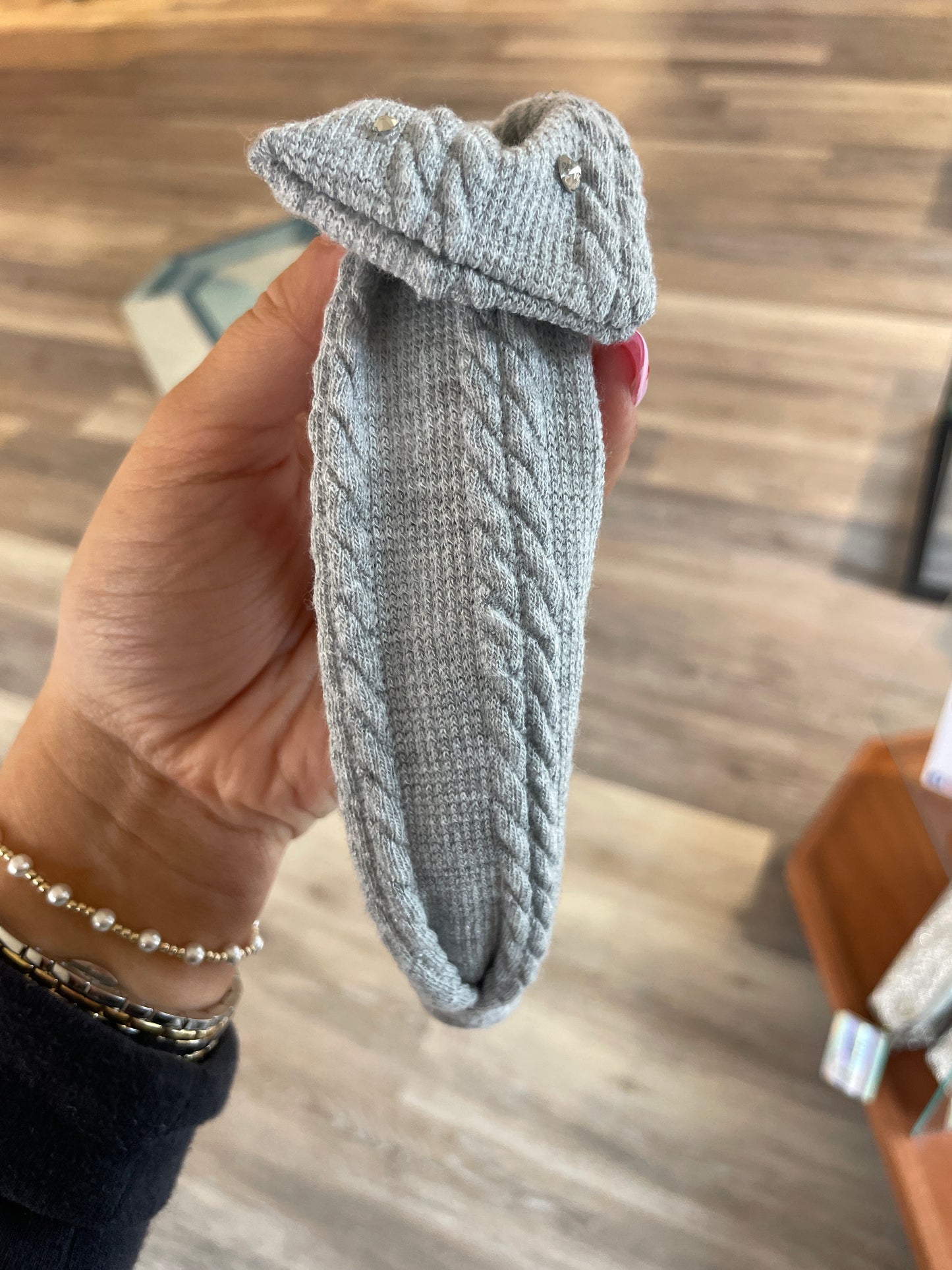 Crystallized Cable Knit Bow Headband