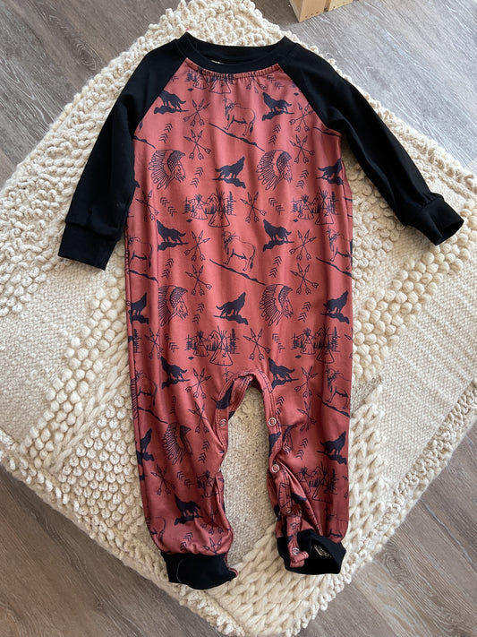 Infant Long Sleeve Indian Print Romper