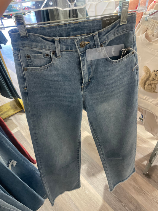 High Rise Straight Leg Med Indigo Jean