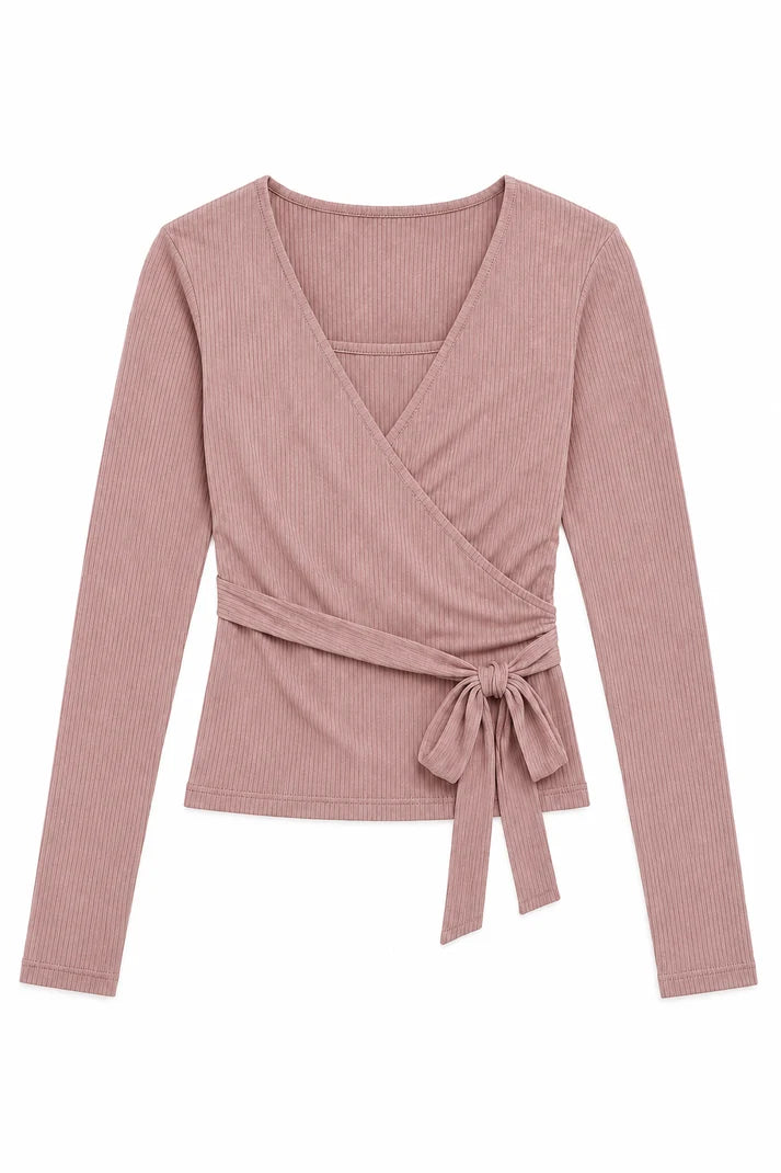 Ever Pink Lightweight Rib Wrap Top
