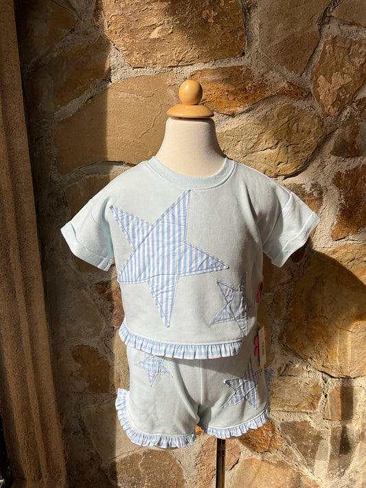 Star Applique w Ruffle Hem Top