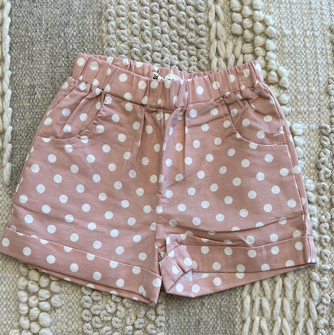 ELASTIC WAIST POLKA DOT SHORT W/PKTS