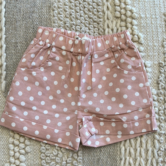 ELASTIC WAIST POLKA DOT SHORT W/PKTS