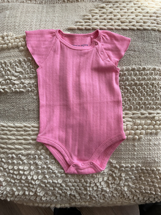 PINK FLUTTER POINTELLE BODYSUIT