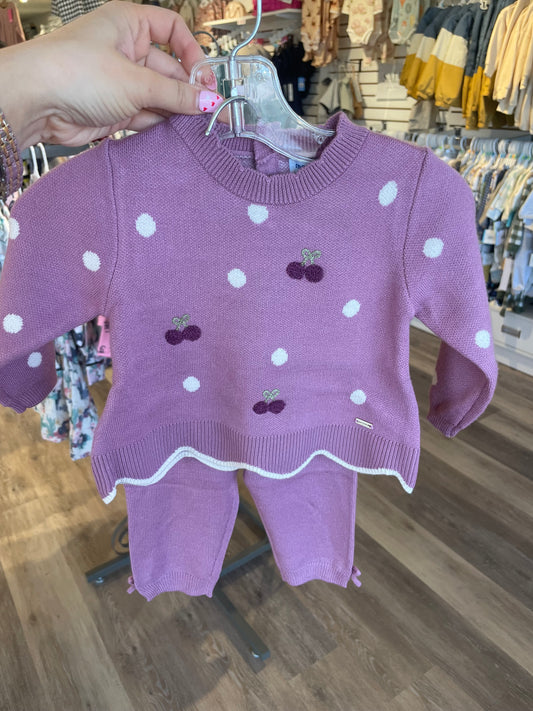 Purple Cherry Polka Dot Set