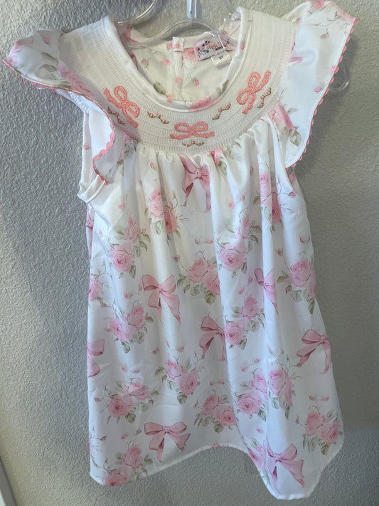 Rose Coquette Smocked Girls Dress