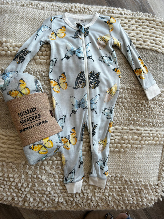 BAMBOO ZIPPER PAJAMA BUTTERFLY