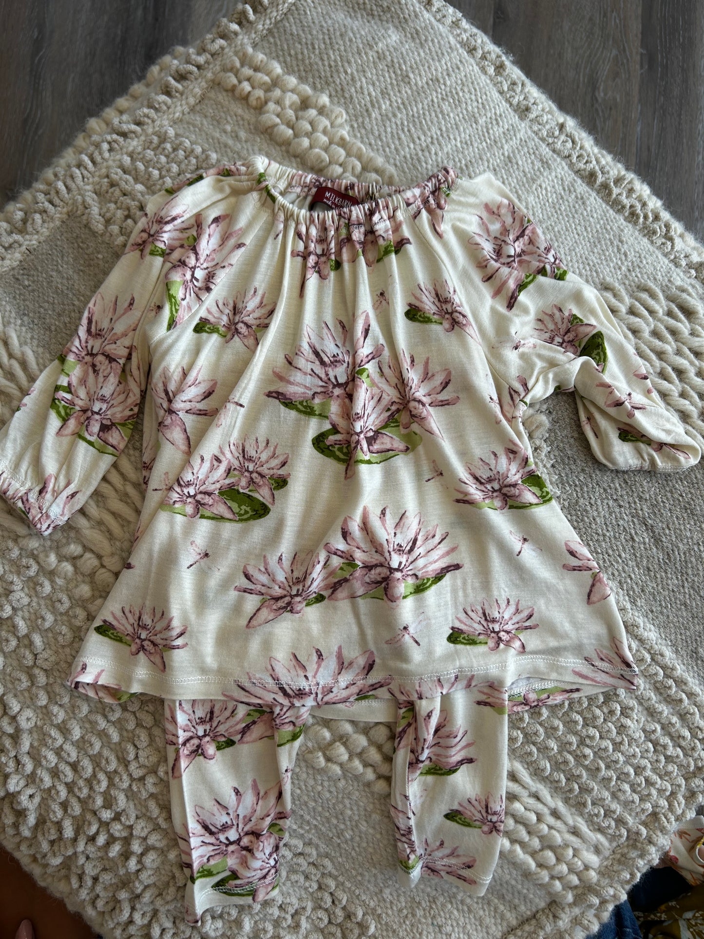 L/S PEASANT DRESS WITH LEGGING WATER LILY