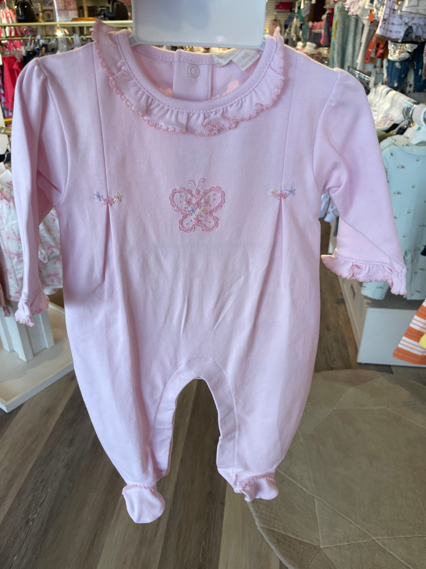 PINK FOOTIE W/HAND EMB