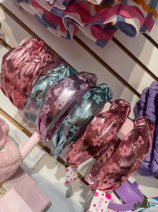 Crystallized Mettalic Flower Knot Headband