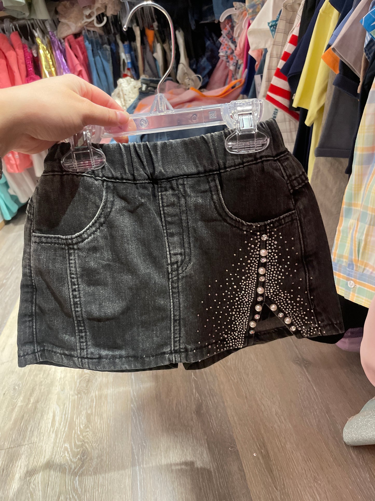 Pearl and Diamond Denim Skirt