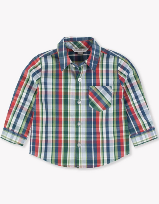 Prep School Plaid Long Sleeve Button Down