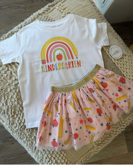 KINDERGARTEN PENCIL RAINBOW TEE