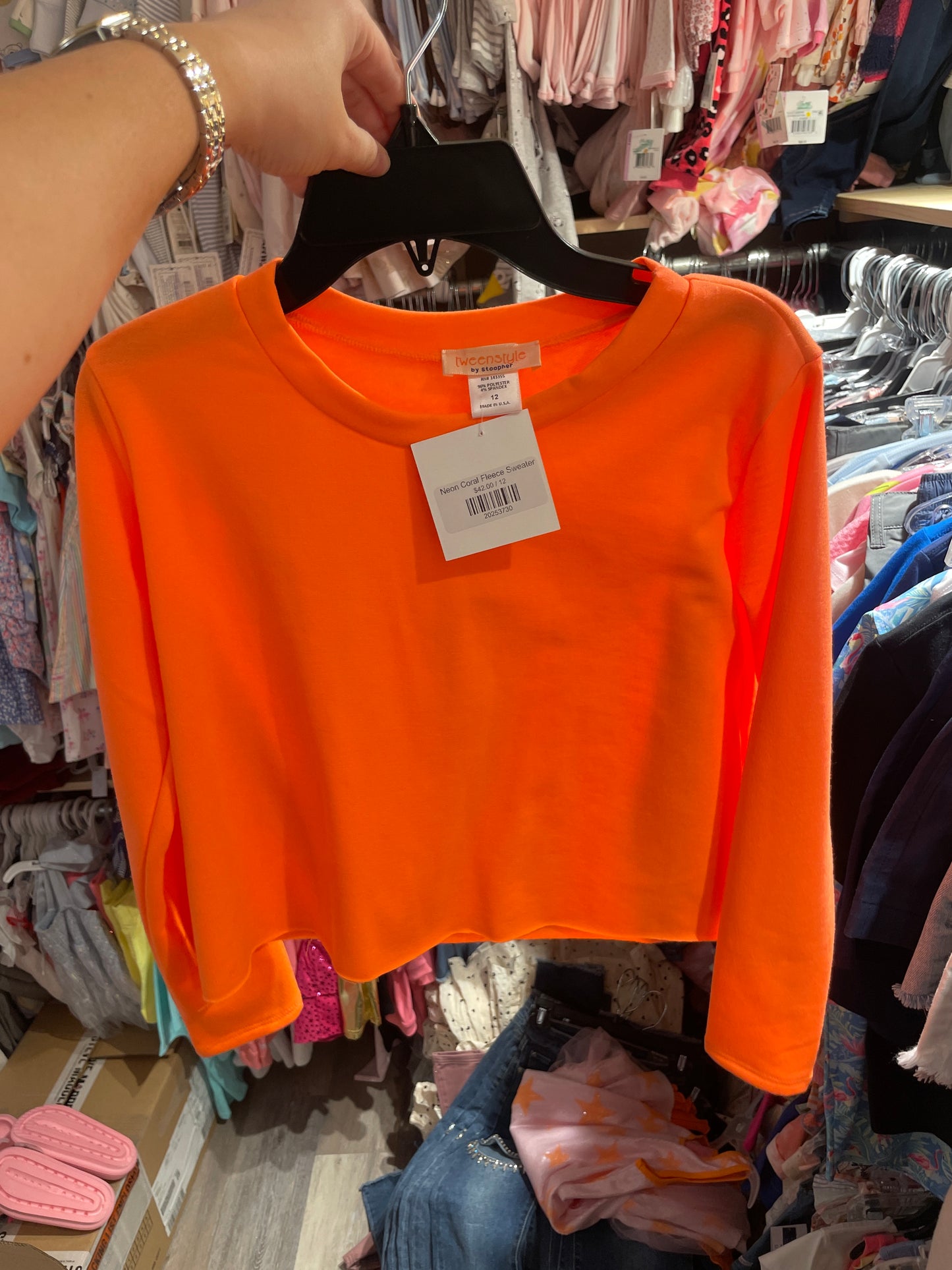 Neon Coral Fleece Sweater