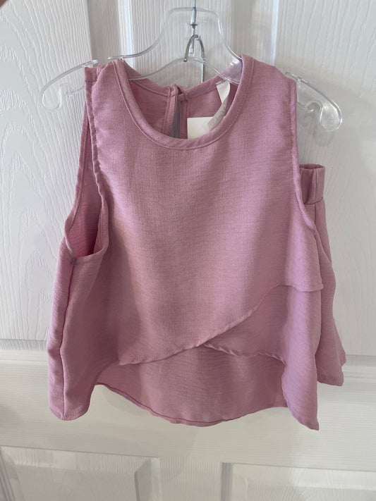 ORCHID PINK WRAP DESIGN SLEEVELESS BLOUSE