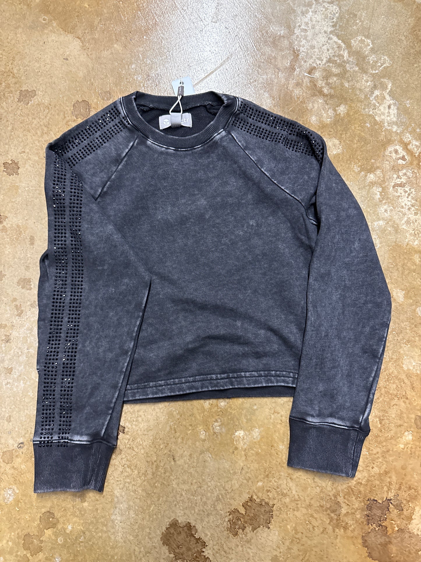 RHINESTONE DOUBLE STRIPE PULLOVER SWEATER