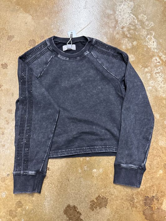 RHINESTONE DOUBLE STRIPE PULLOVER SWEATER